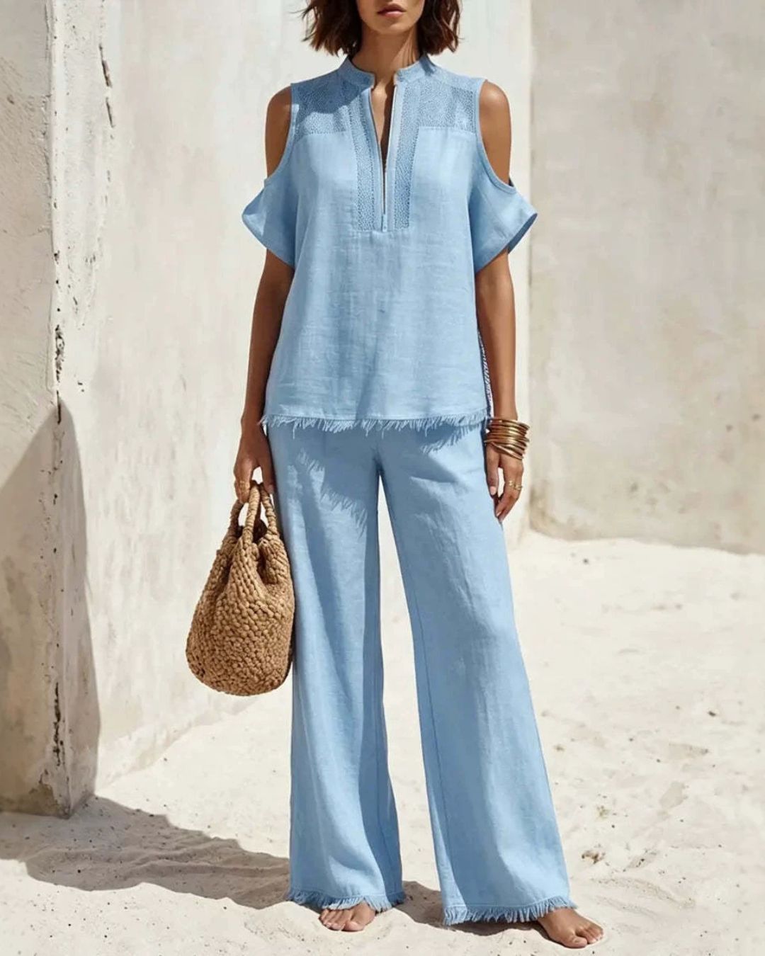 Vyla™ Off-Shoulder Short-Sleeve Pantsuit