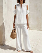 Vyla™ Off-Shoulder Short-Sleeve Pantsuit