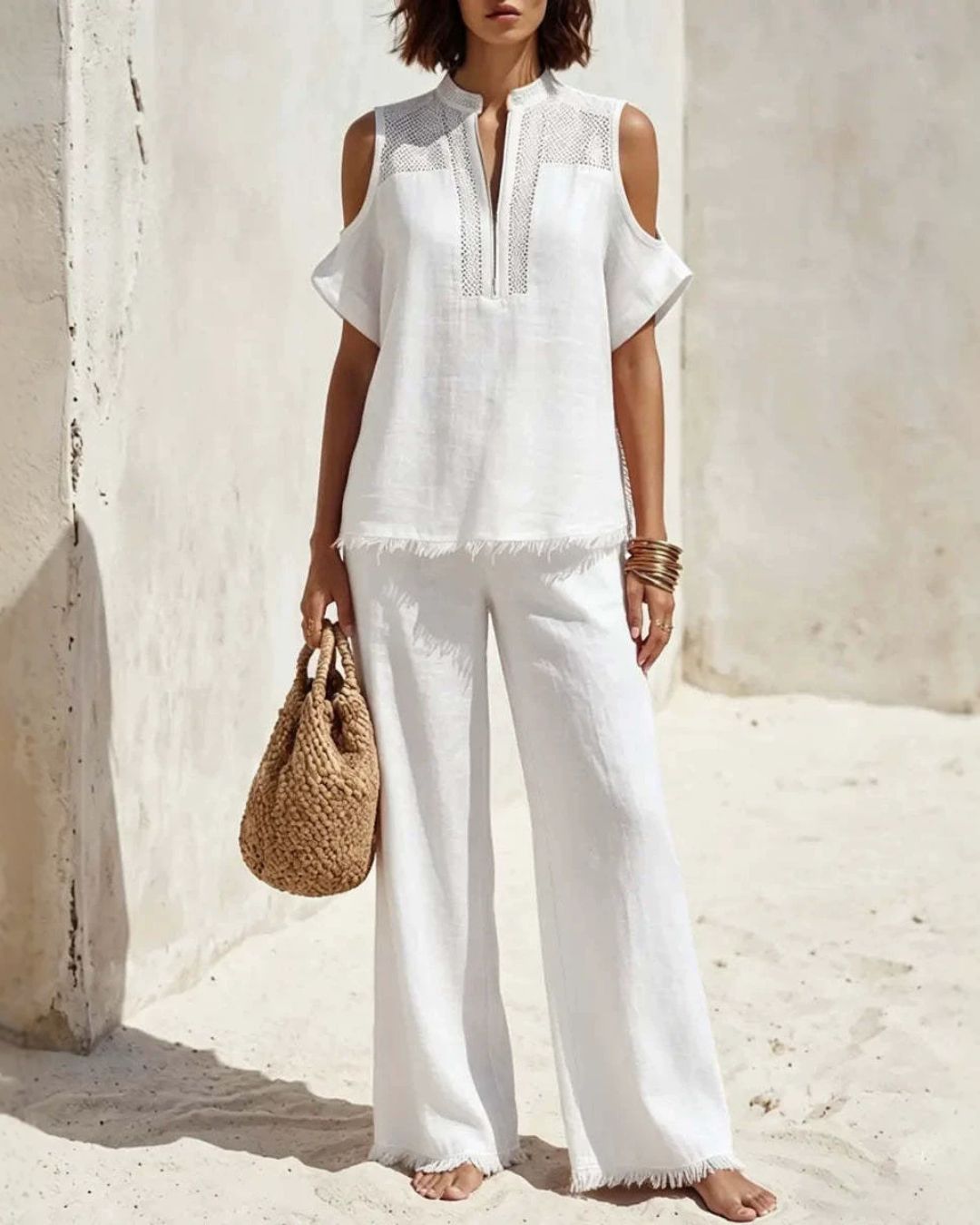 Vyla™ Off-Shoulder Short-Sleeve Pantsuit