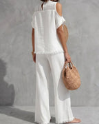 Vyla™ Off-Shoulder Short-Sleeve Pantsuit