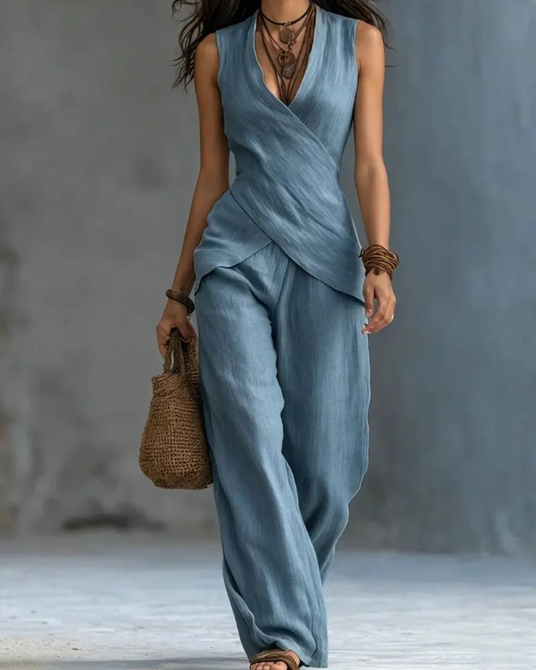 Vyla™ European Chic V-Neck Casual Set