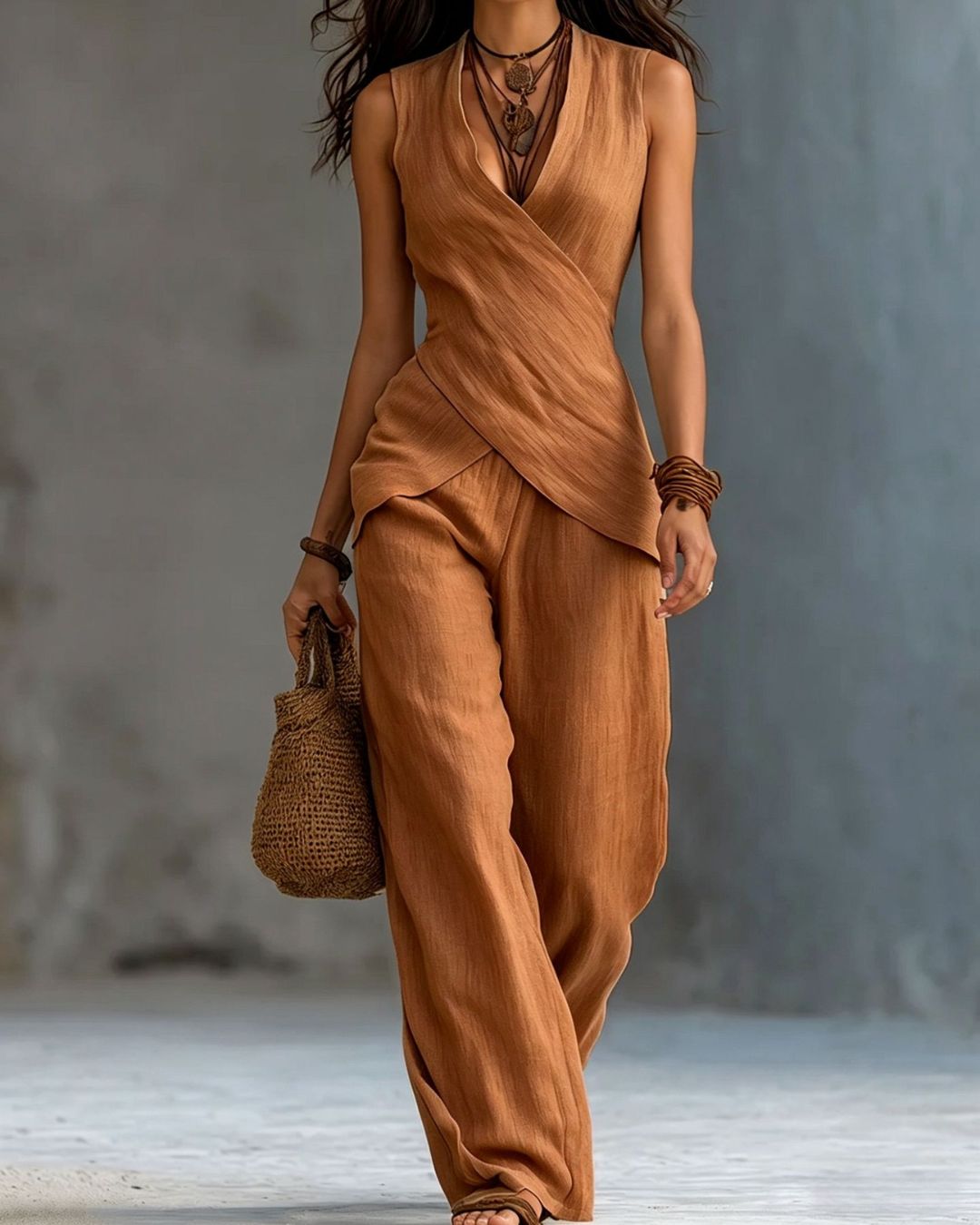 Vyla™ European Chic V-Neck Casual Set