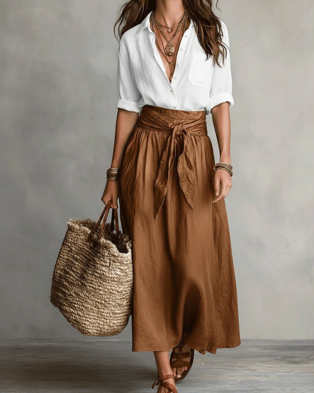 Vyla™ Button Down Midi Skirt Set