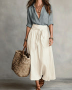Vyla™ Button Down Midi Skirt Set