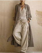 Vyla™ Boho Three-Piece Outfit Printed Top Wide Leg Pants