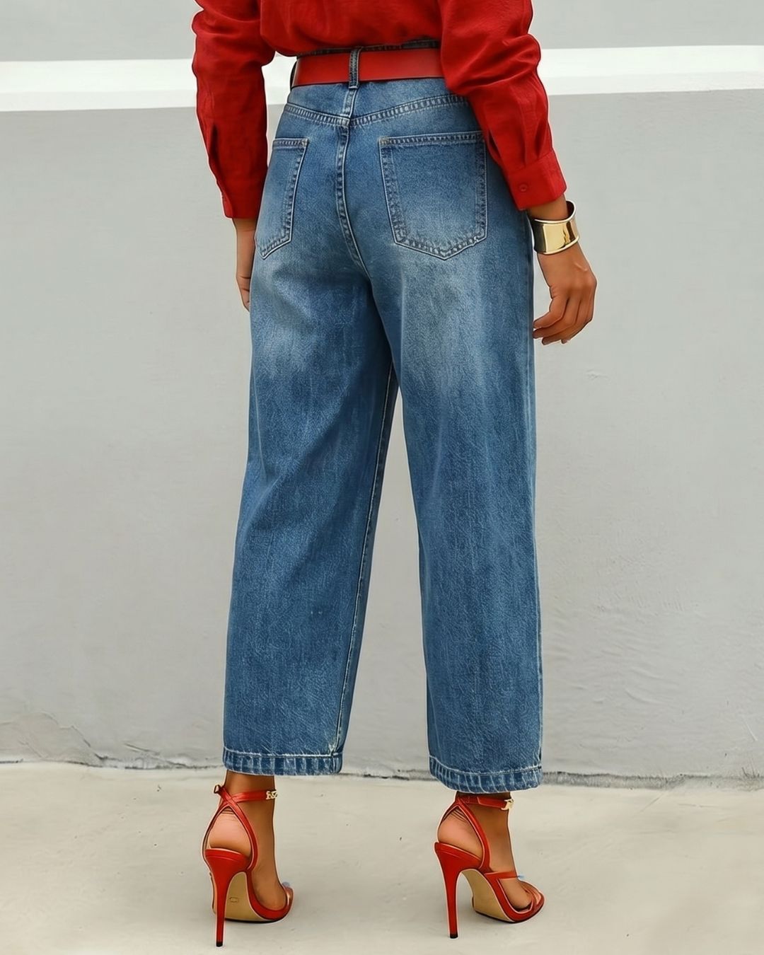 Vyla™ Floral Loose-fitting Casual Pockets Wide-leg Jeans