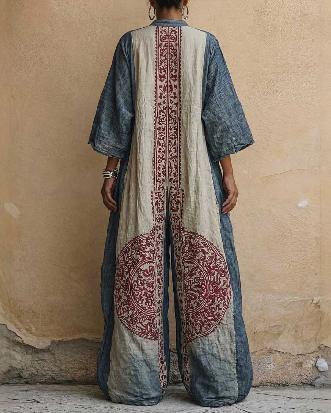 Vyla™ Loose Sleeves Ethnic Printed V-Neck Jumpsuits
