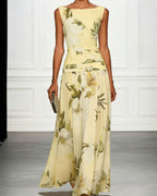 Vyla™ Floral Boat Neck Flowy A-Line Maxi Dress