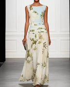 Vyla™ Floral Boat Neck Flowy A-Line Maxi Dress