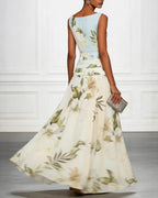 Vyla™ Floral Boat Neck Flowy A-Line Maxi Dress