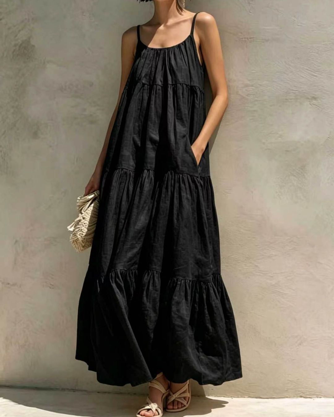 Vyla™ Boho Tiered Maxi Dress Flowy Strappy