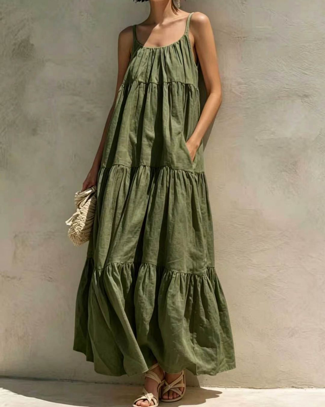 Vyla™ Boho Tiered Maxi Dress Flowy Strappy