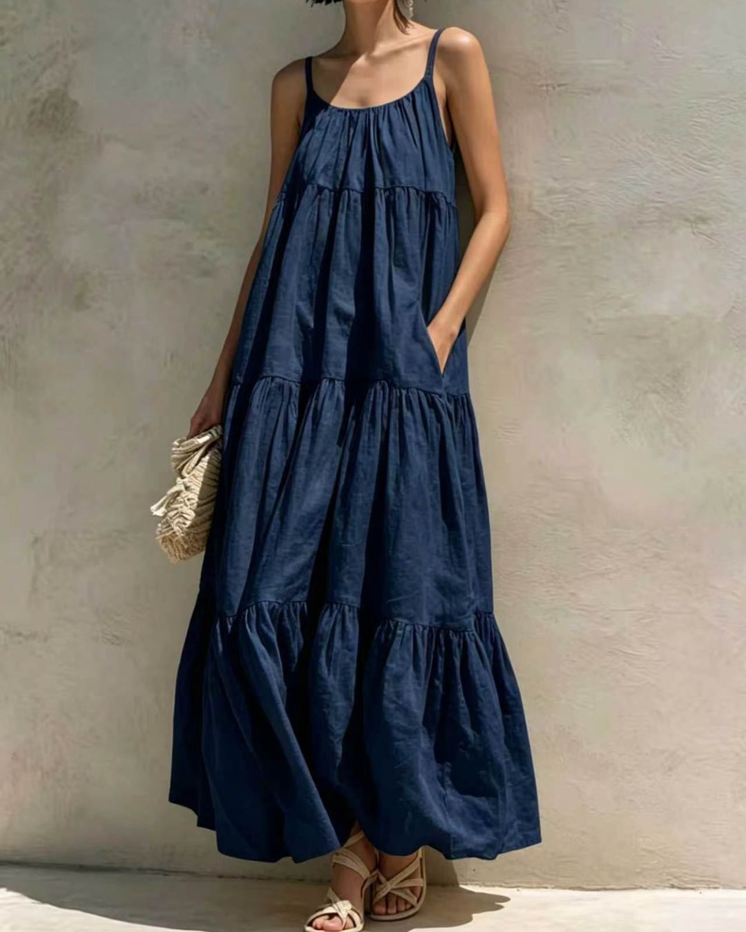 Vyla™ Boho Tiered Maxi Dress Flowy Strappy