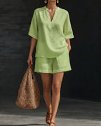 Vyla™ Effortless V-Neck Shirt and Shorts Set