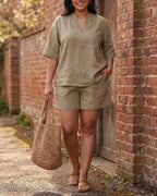 Vyla™ Effortless V-Neck Shirt and Shorts Set