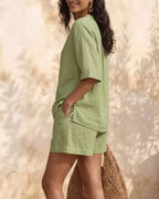 Vyla™ Effortless V-Neck Shirt and Shorts Set