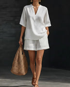 Vyla™ Effortless V-Neck Shirt and Shorts Set