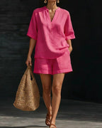 Vyla™ Effortless V-Neck Shirt and Shorts Set