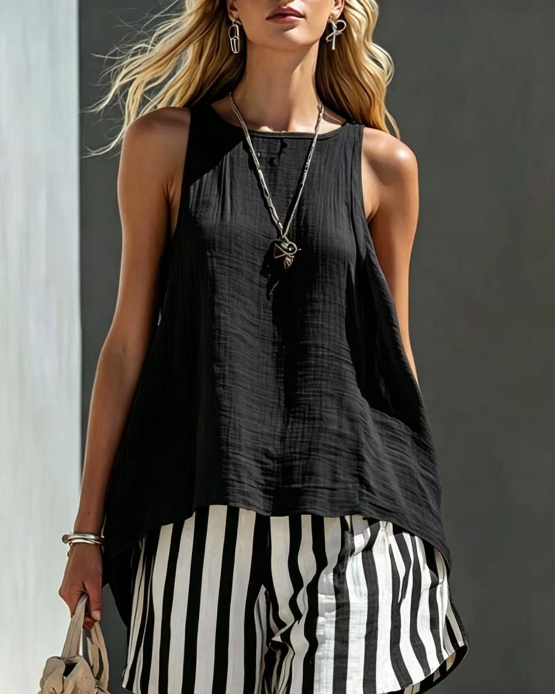 Vyla™ Flared Tank Top and Striped Shorts Set