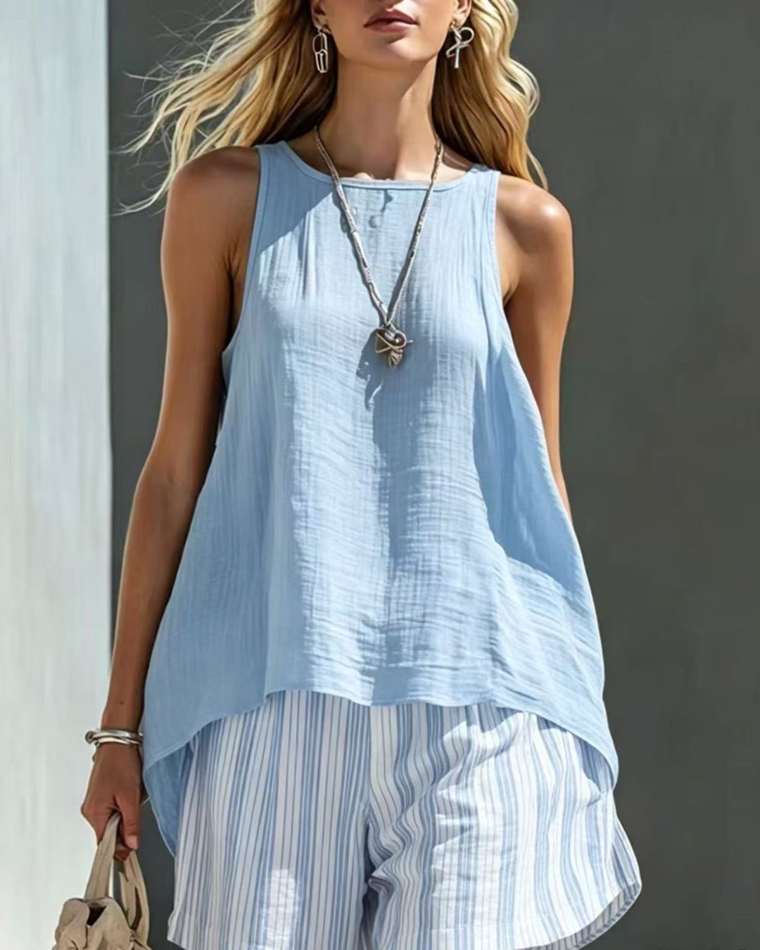 Vyla™ Flared Tank Top and Striped Shorts Set