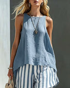 Vyla™ Flared Tank Top and Striped Shorts Set