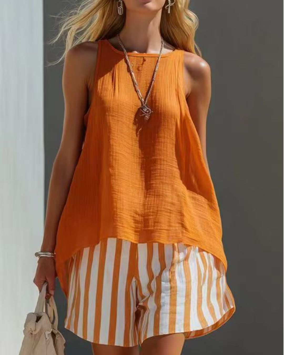 Vyla™ Flared Tank Top and Striped Shorts Set