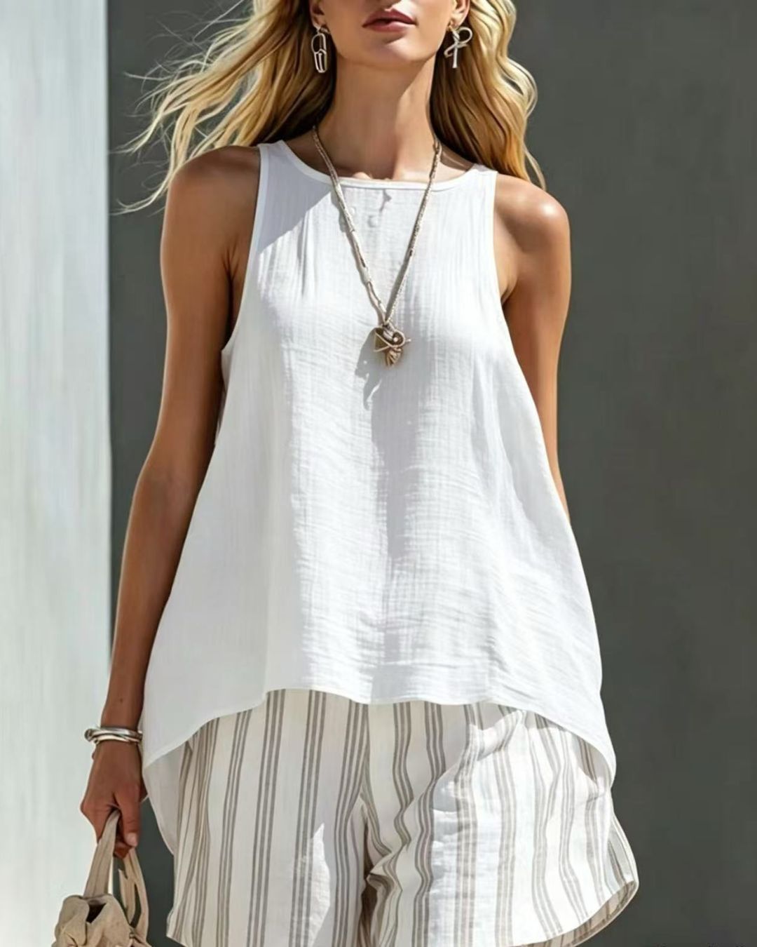 Vyla™ Flared Tank Top and Striped Shorts Set