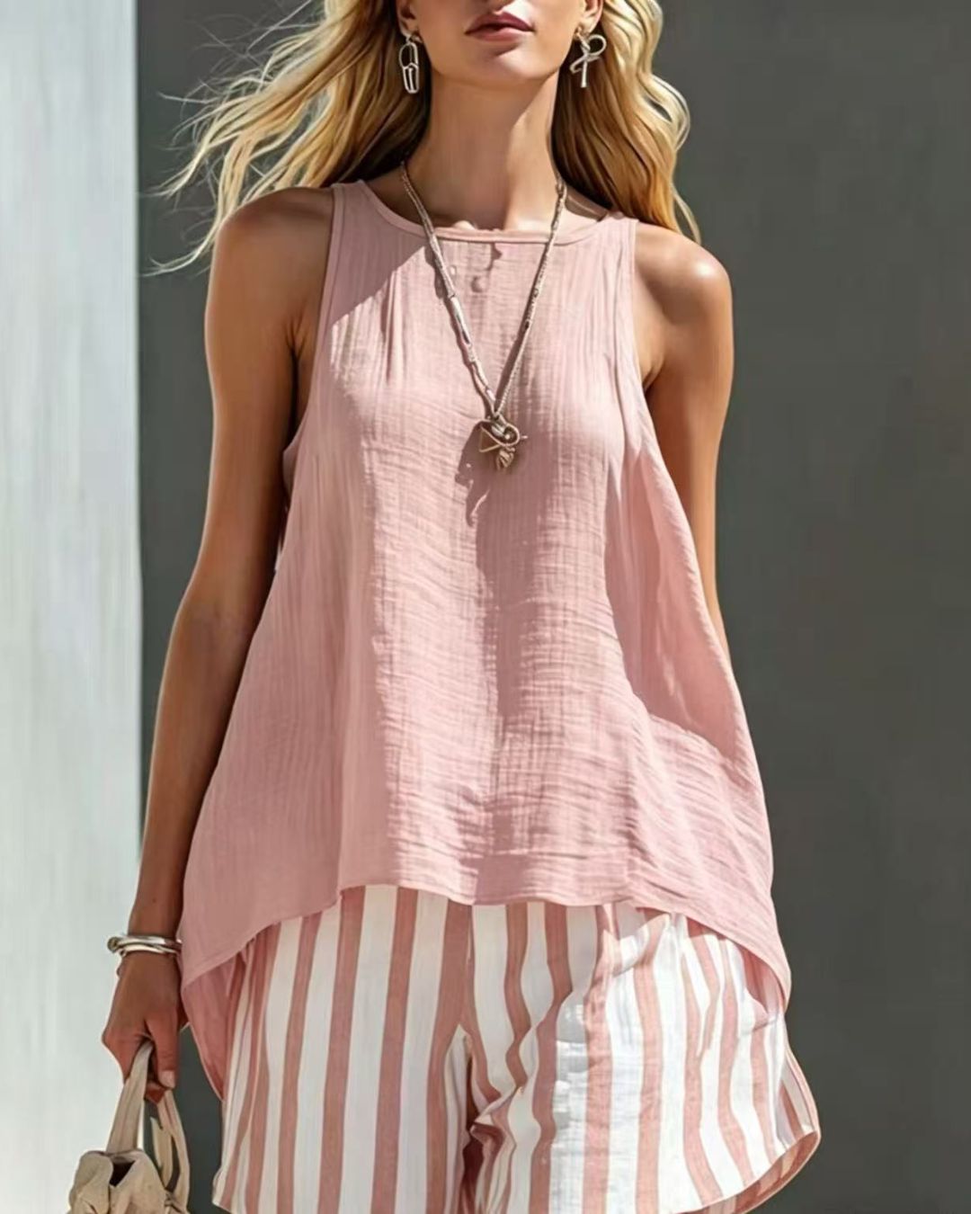 Vyla™ Flared Tank Top and Striped Shorts Set