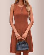 Vyla™ Ribbed Sleeveless A-Line Mini Dress