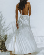 Vyla™ Halter Tiered Voile with Tassel Straps Maxi Dress