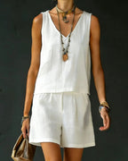Vyla™ Sage Relaxed Shirt Drawstring Shorts Set