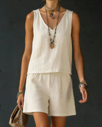 Vyla™ Sage Relaxed Shirt Drawstring Shorts Set