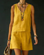 Vyla™ Sage Relaxed Shirt Drawstring Shorts Set
