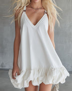 Vyla™ Elegant V-Neck Sleeveless Bubble Hem Mini Dress