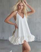 Vyla™ Elegant V-Neck Sleeveless Bubble Hem Mini Dress