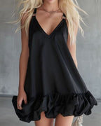 Vyla™ Elegant V-Neck Sleeveless Bubble Hem Mini Dress