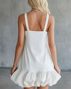 Vyla™ Elegant V-Neck Sleeveless Bubble Hem Mini Dress