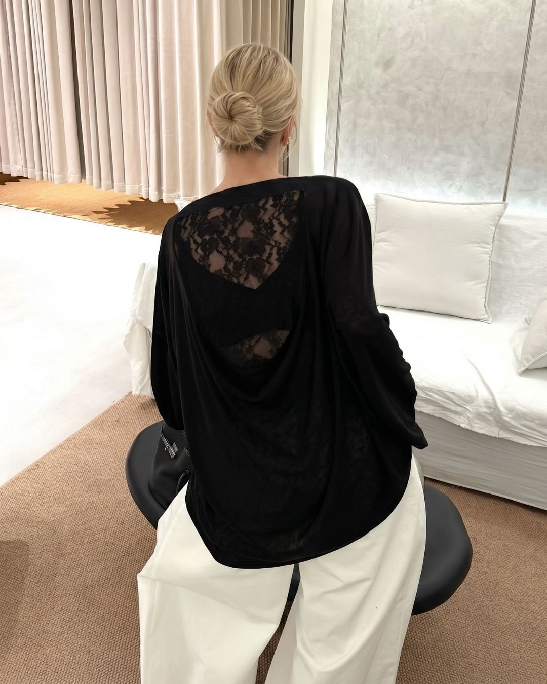 Vyla™ Lace Open-Back Statement Relaxed Fit  Basic Tee