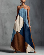 Vyla™ Boho Patchwork Halter Maxi Dress