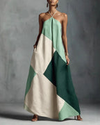 Vyla™ Boho Patchwork Halter Maxi Dress