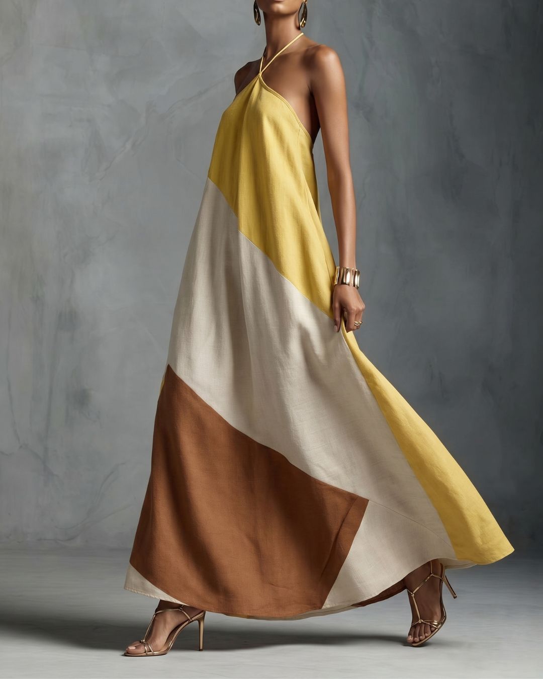 Vyla™ Boho Patchwork Halter Maxi Dress