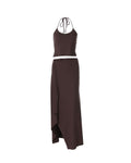 Vyla™ Backless Halter Neck Cami & Side Split Long Skirt Set