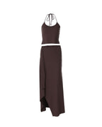 Vyla™ Backless Halter Neck Cami & Side Split Long Skirt Set
