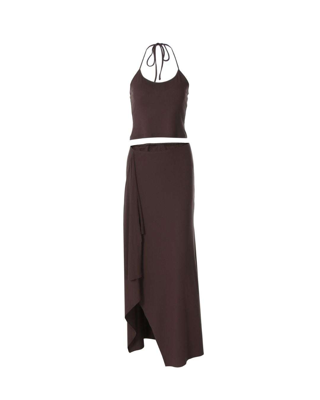 Vyla™ Backless Halter Neck Cami & Side Split Long Skirt Set