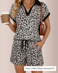 Vyla™ Wild Instinct Leopard Print Polo Collar Shorts Set