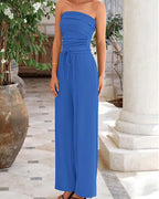 Vyla™ Ribbed Strapless Tube Top & Wide Leg Pants Two-Piece Set