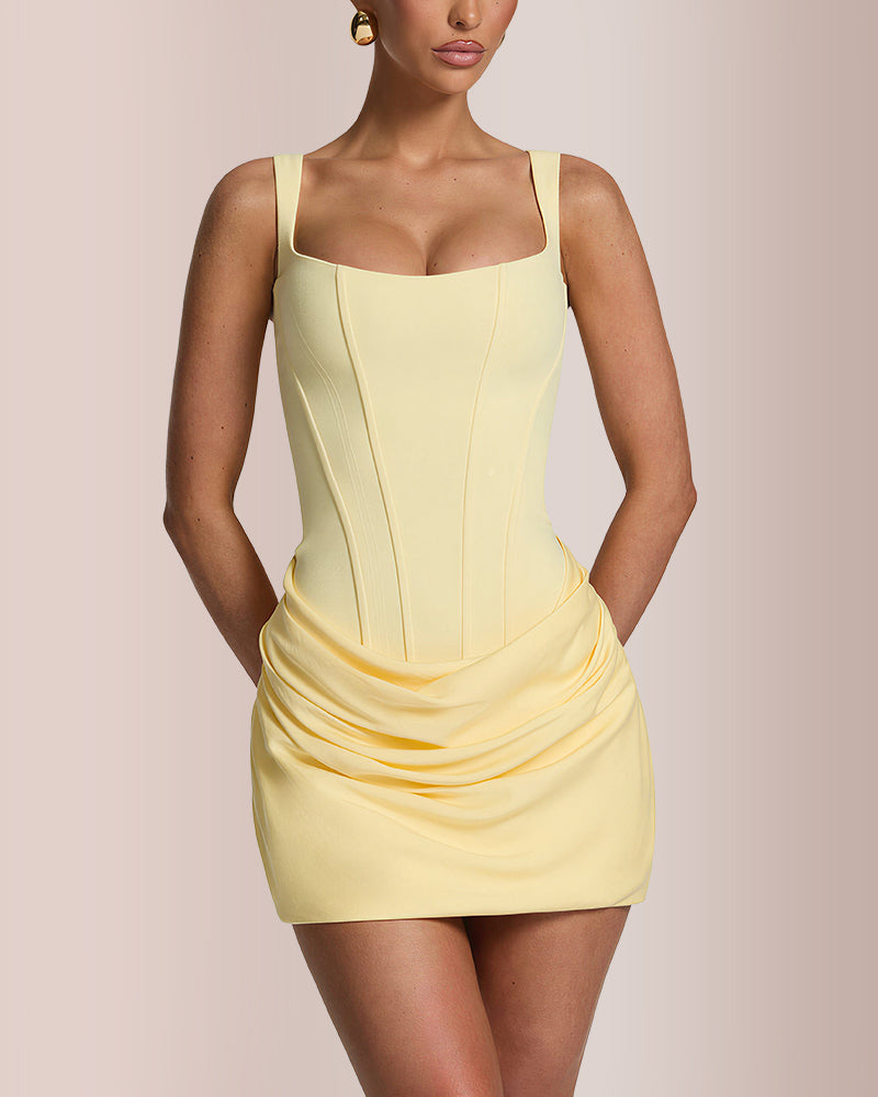Vyla™ Square Neck Corset Ruched Mini Dress