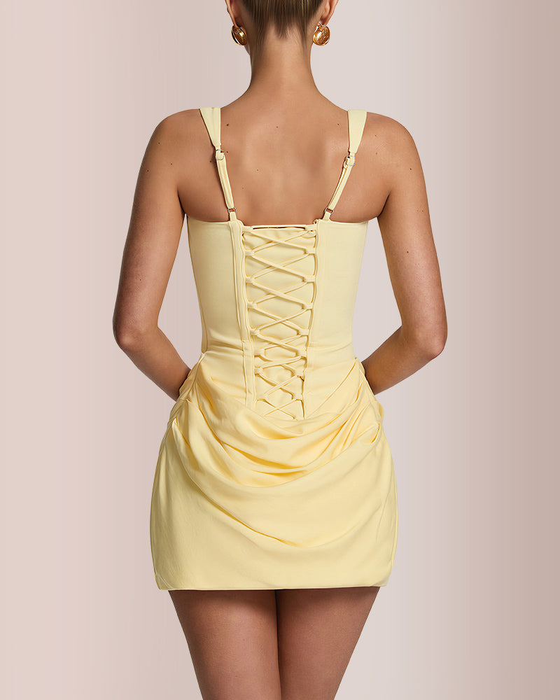 Vyla™ Square Neck Corset Ruched Mini Dress