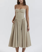 Vyla™ French Vintage Corset Midi Dress