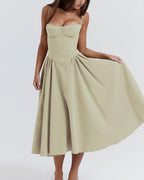 Vyla™ French Vintage Corset Midi Dress